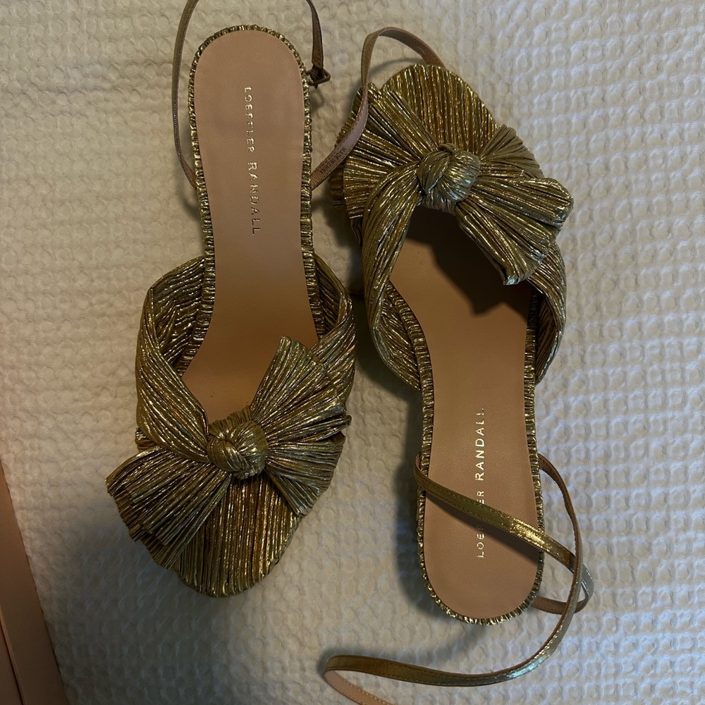 NET Loeffler Randall Gold Bow Sandals